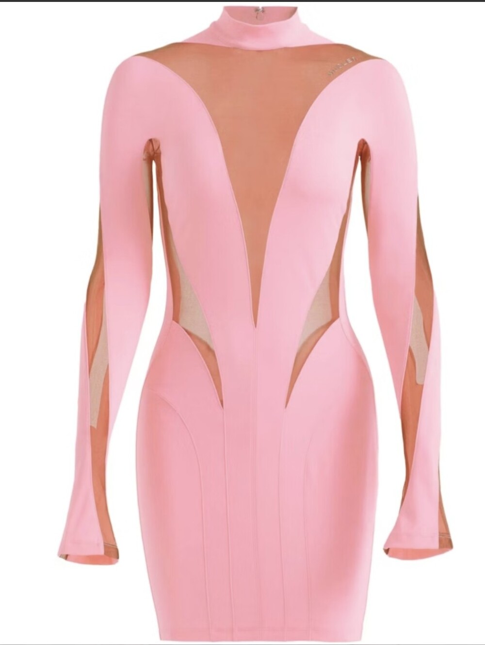 Mugler X HM Mesh Panel Mini Dress  Pink & Beige | Small, Extra Small Barbie NWT